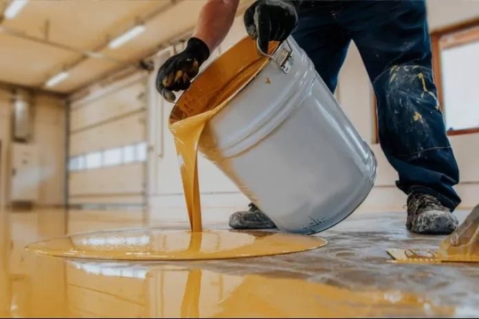 Industrial coating being poured